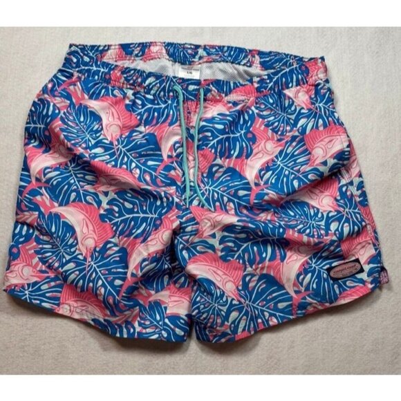 Vineyard Vines Sailfish & Leaves Chappy Trunks Swim Shorts 1M0578 Men's Large L - Picture 1 of 3